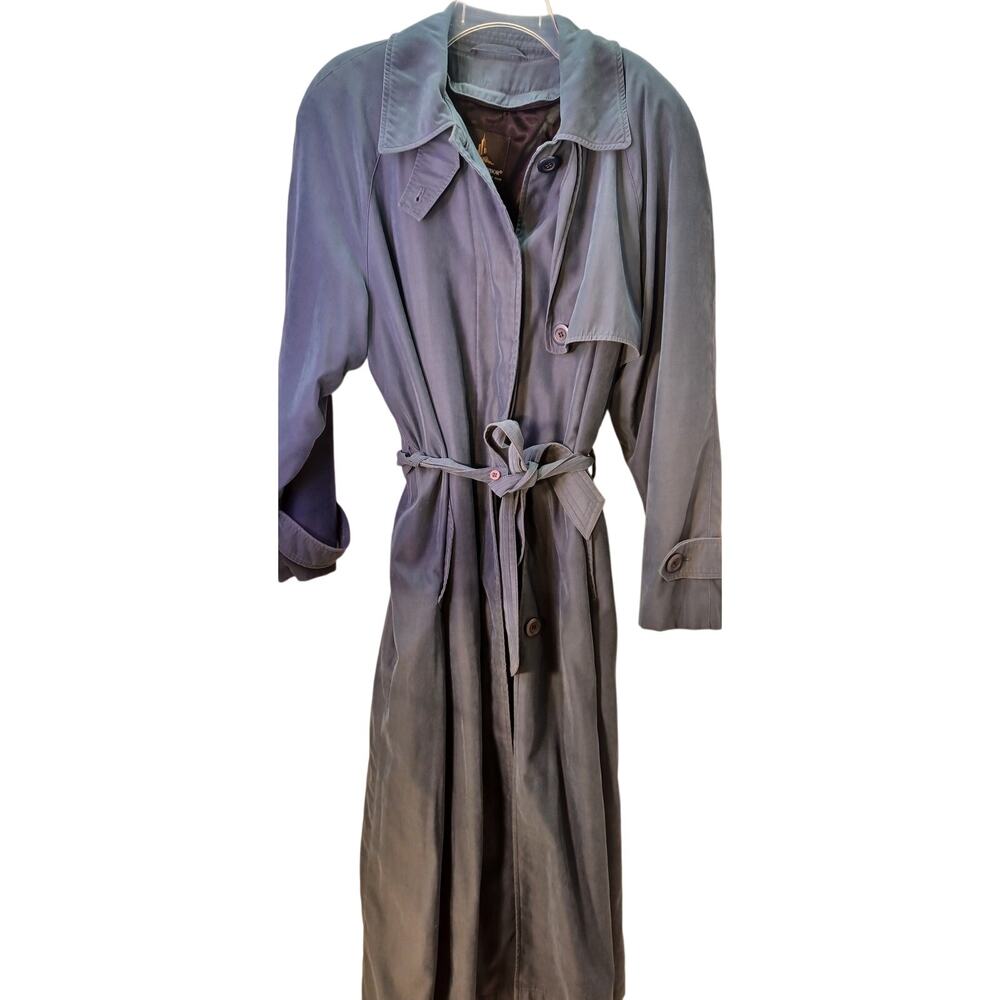 VTG Misty Harbor Trench Coat Size 10 Blue Teal Classic Rain Jacket 90s